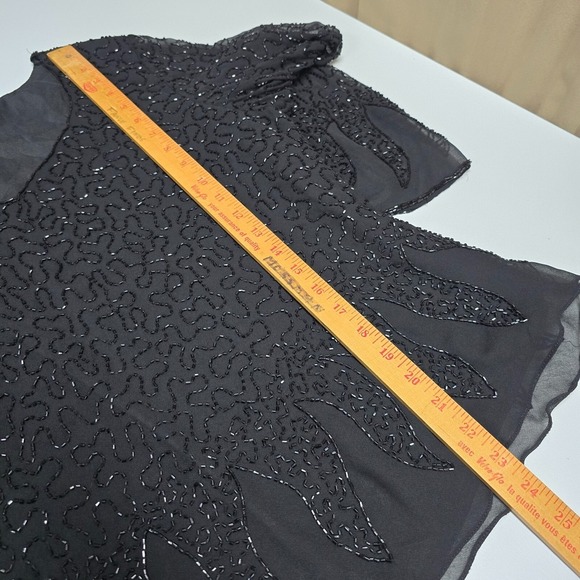 Dressbarn Collection Top‎ Womens XL Black Flare Sleeve Beaded Witchy Elegant - Picture 12 of 13